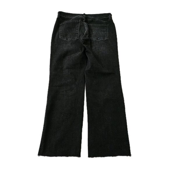 Evereve Jeans Womens 29 Black The Ever Straight High Rise Raw Hem Stretch Boho - Picture 5 of 8